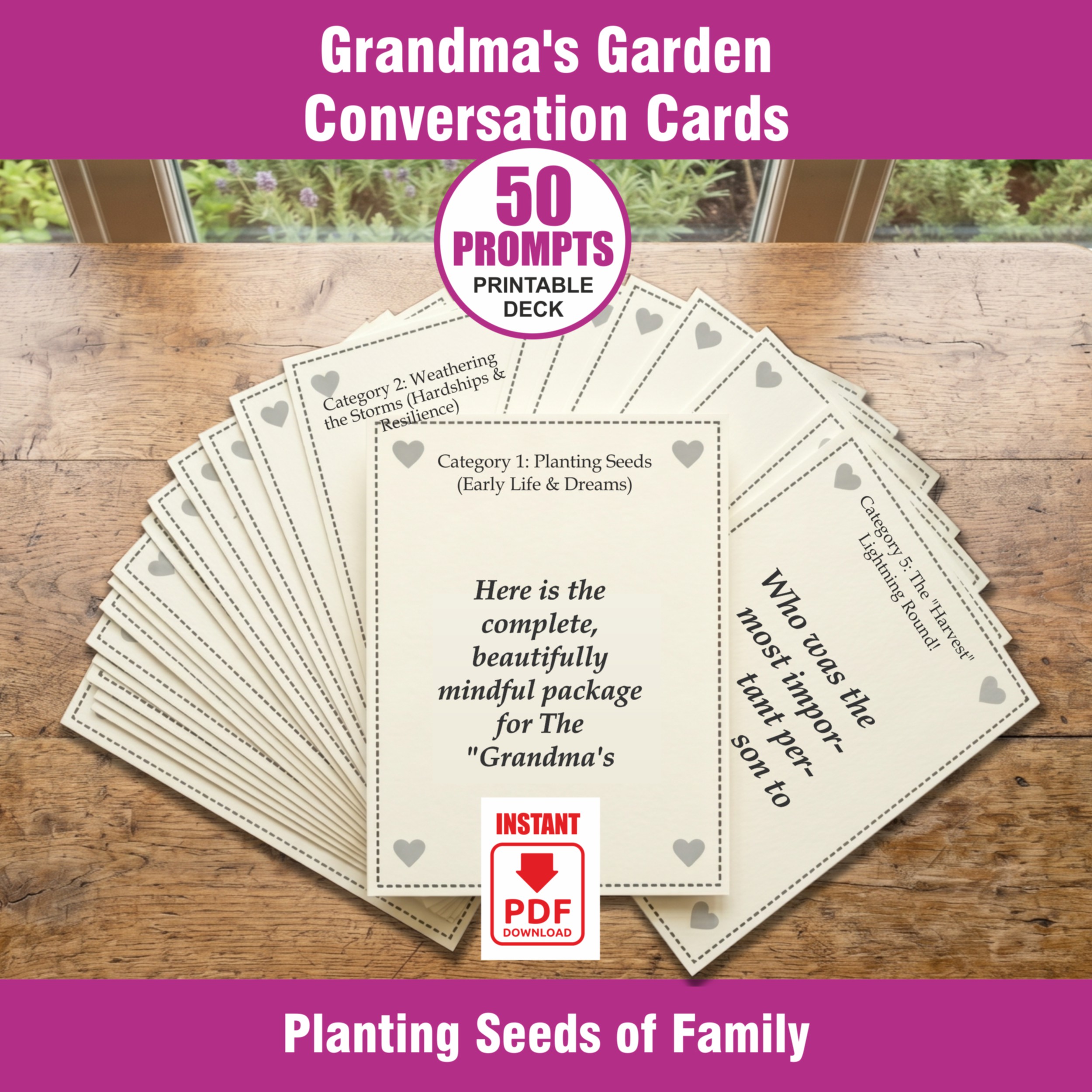 Grandma's Garden Conversation Cards